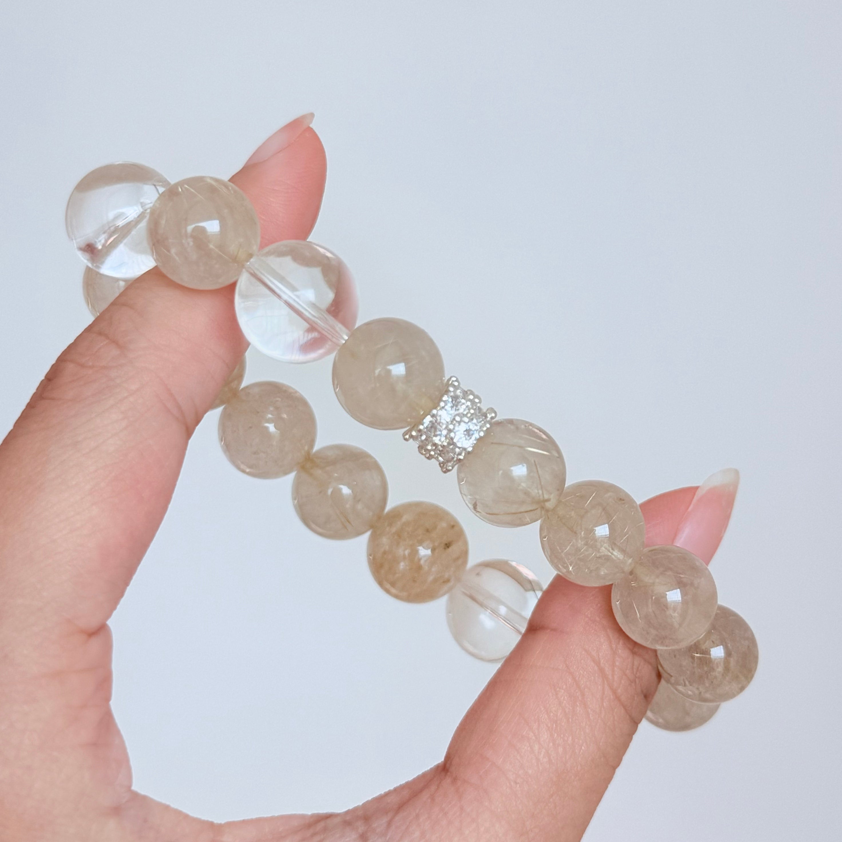 Golden Rutilated Quartz & Clear Quartz Bracelet