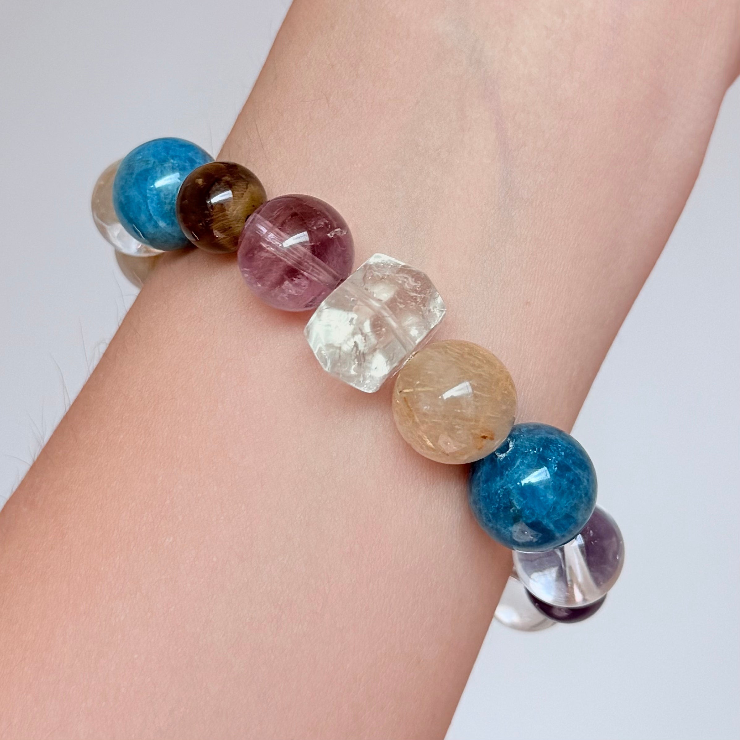 Amethyst, Blue Apatite, Citrine & Clear Quartz Chakra Balance Bracelet