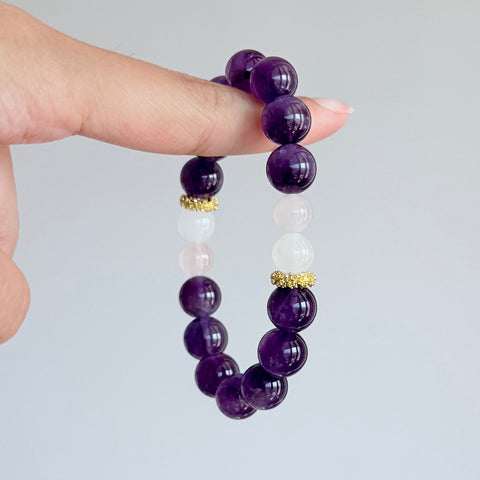 Amethyst & White Jade Bracelet