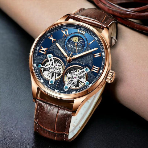 AL8822 Simple Watch - Double Flywheel Automatic Mechanical Wristwatch