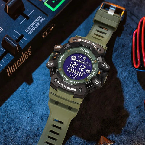 AMSW8050 Simple Watch: Rugged Sport Elegance with LED Digital Precision