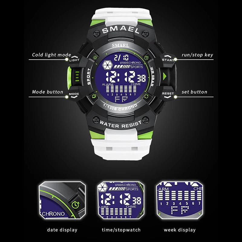 AMSW8050 Simple Watch: Rugged Sport Elegance with LED Digital Precision