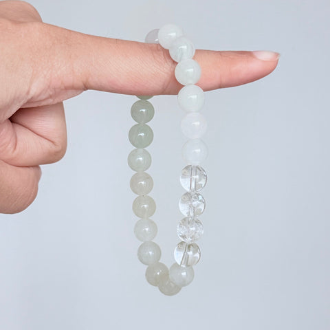 White Chalcedony & Clear Quartz Bracelet
