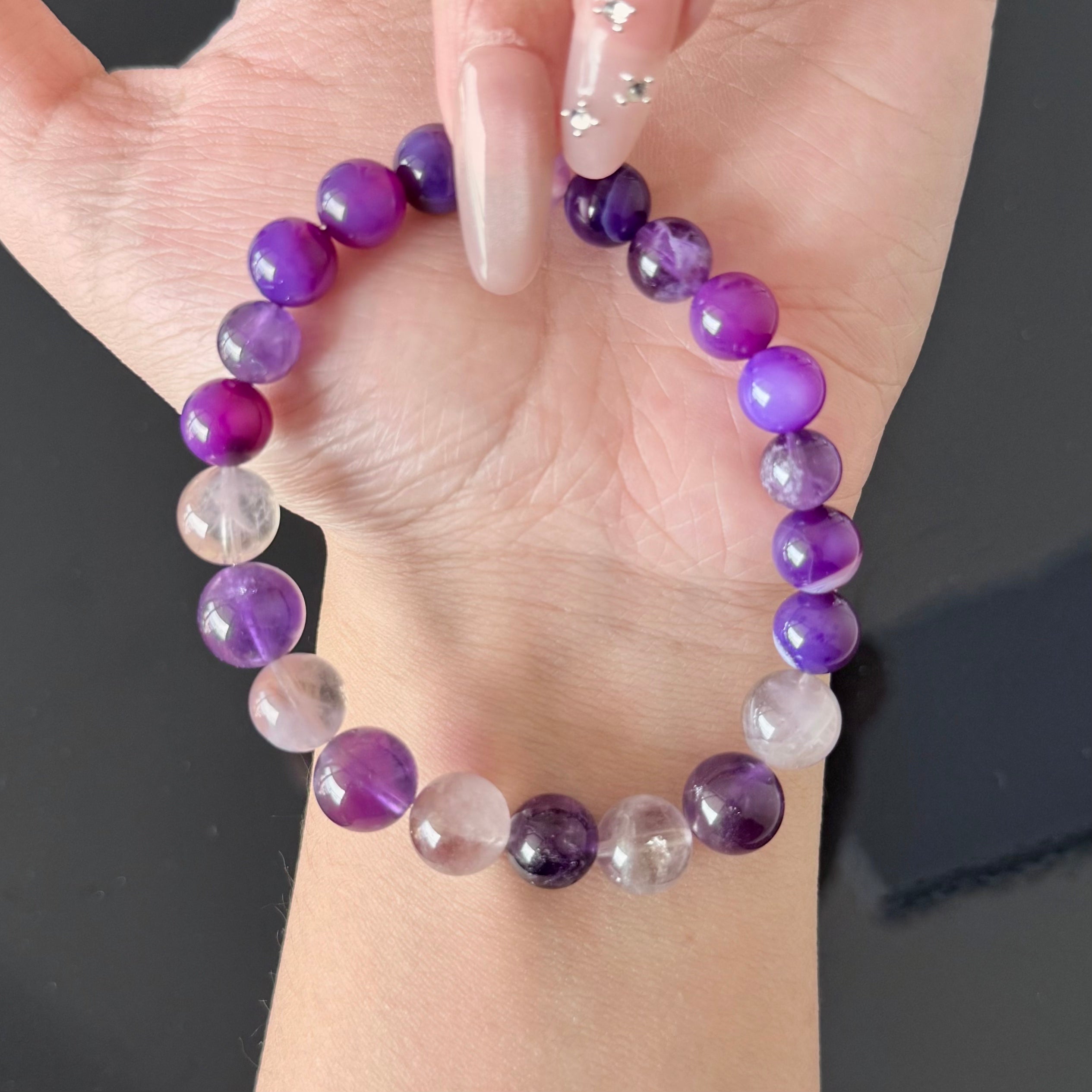 Purple Amethyst & Lavender Quartz Healing Bracelet