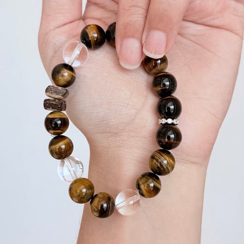 Tiger's Eye and Clear Quartz Bracelet