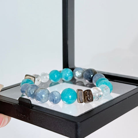 Blue Kyanite & Amazonite Bracelet with Clear Quartz