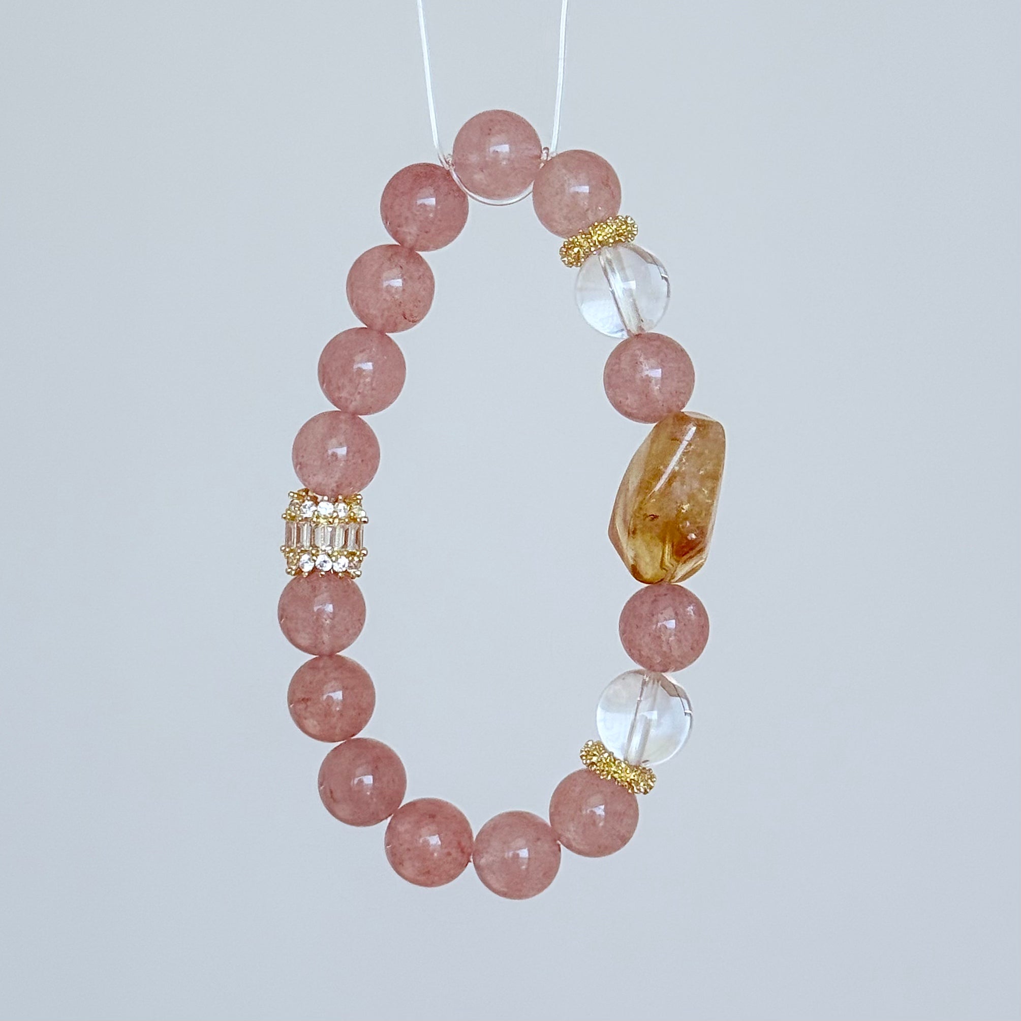 Strawberry Quartz, Citrine & Clear Quartz Bracelet