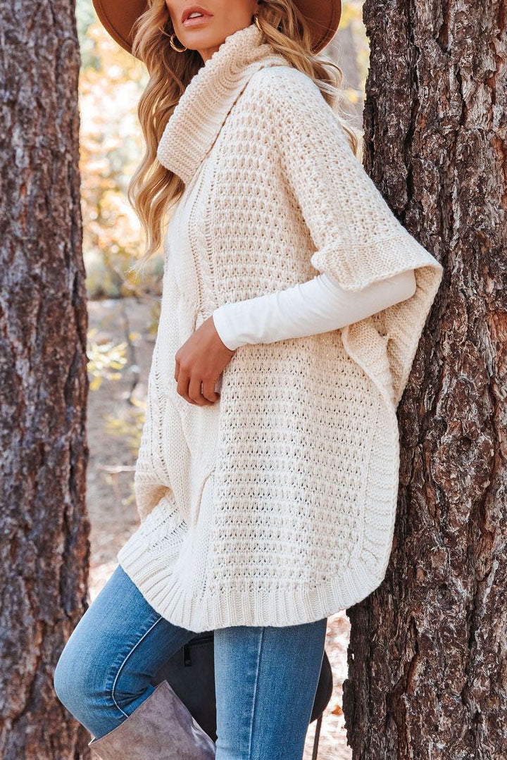 Suéter de punto chal con cuello alto y giro