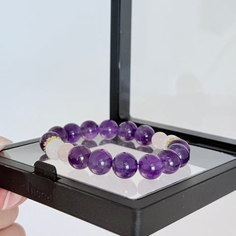 Amethyst & White Jade Bracelet