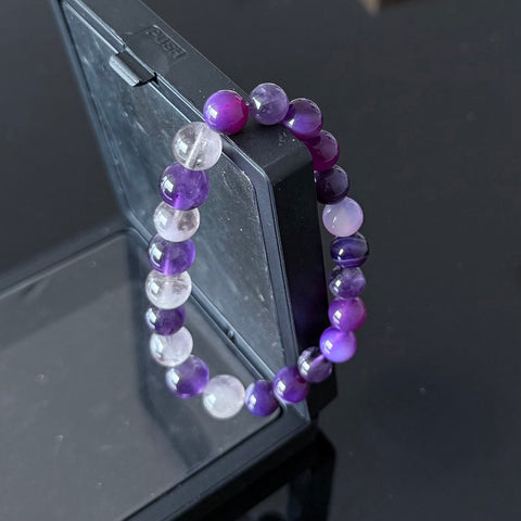 Purple Amethyst & Lavender Quartz Healing Bracelet