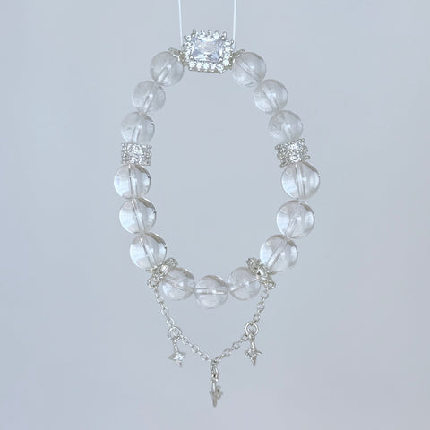 Clear Quartz Crystal Bracelet with Diamond-Cut Center Stone