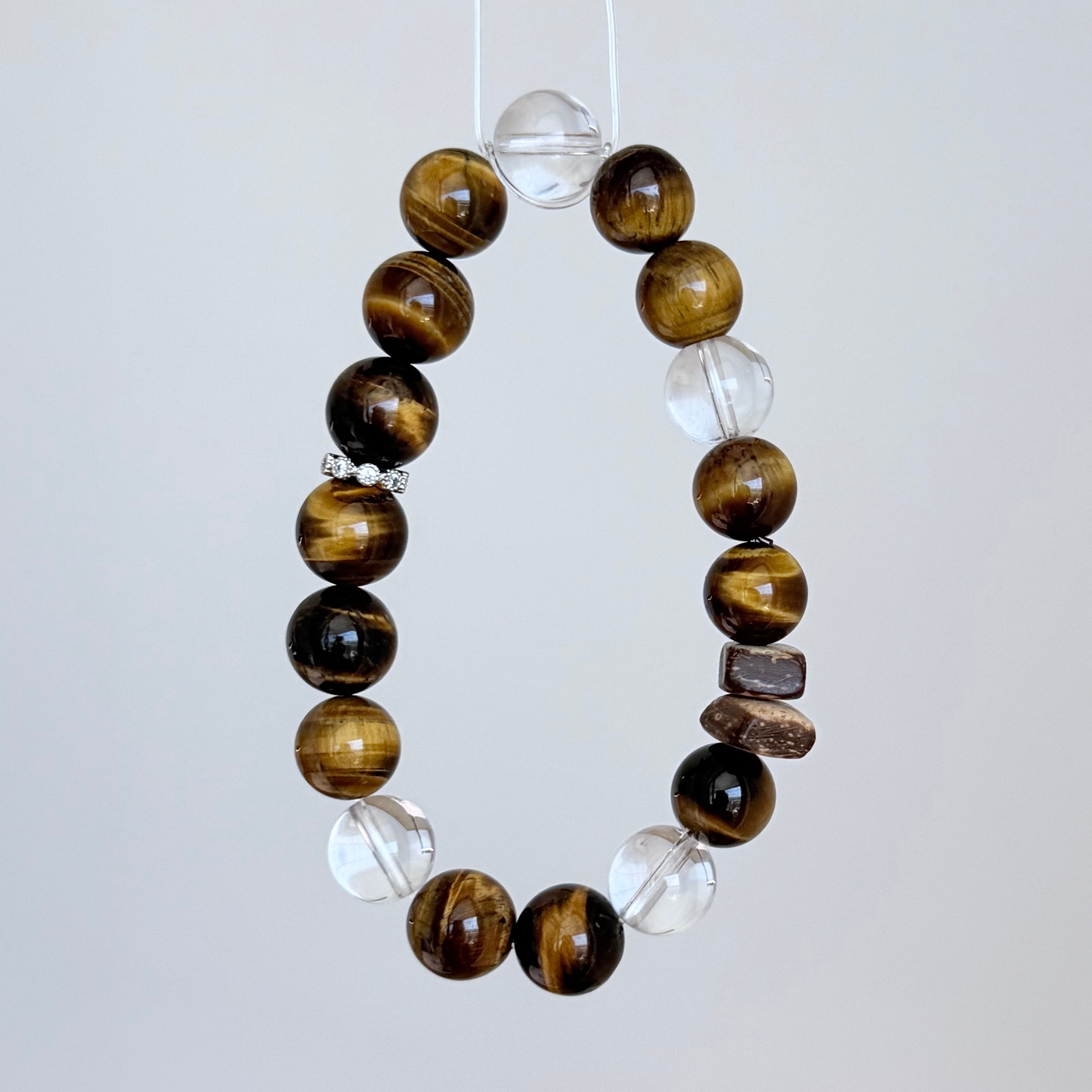 Tiger's Eye and Clear Quartz Bracelet