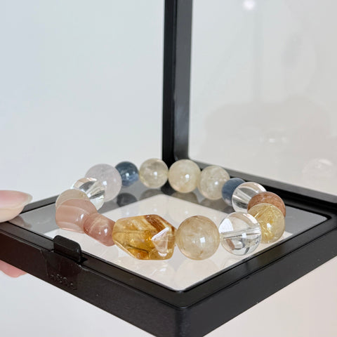 Golden Rutilated Quartz & Sunstone Bracelet