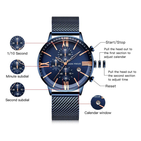 Blue Simple Cheap Watches Stainless Steel Band MOS0405