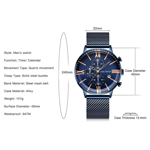 Blue Simple Cheap Watches Stainless Steel Band MOS0405