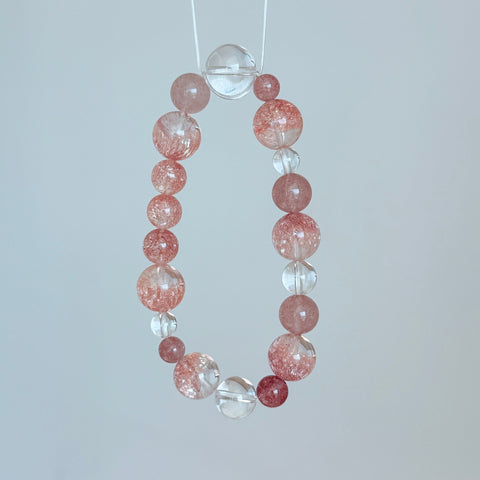 Strawberry Quartz & Clear Quartz Bracelet