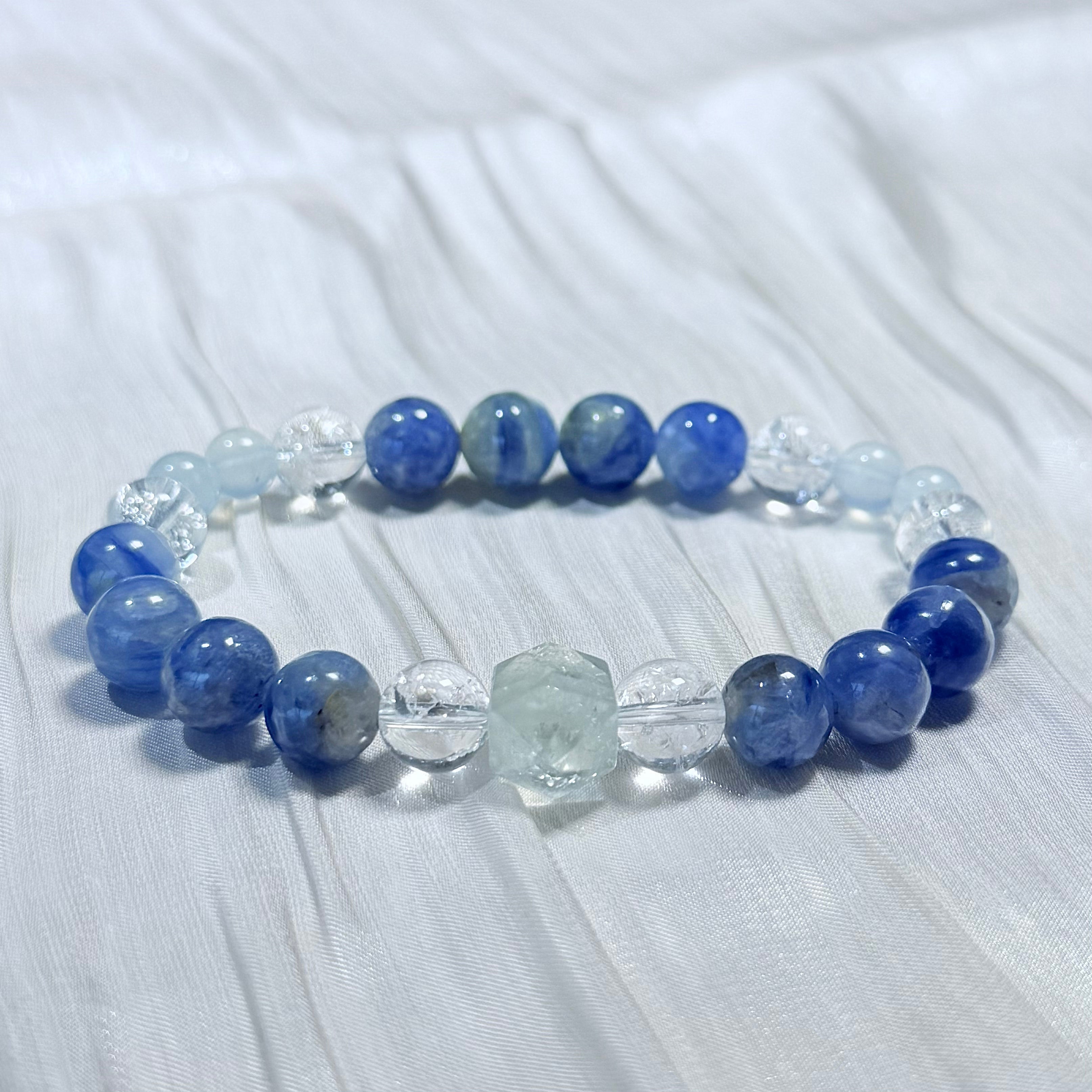 Kyanite, Aquamarine & Clear Quartz Bracelet
