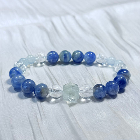 Kyanite, Aquamarine & Clear Quartz Bracelet
