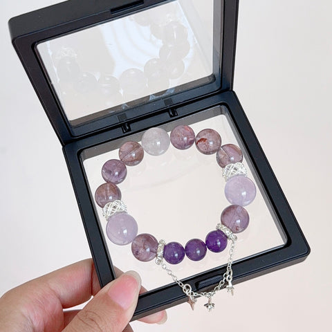 Amethyst & Lepidocrocite Crystal Bracelet with Silver Star Charms