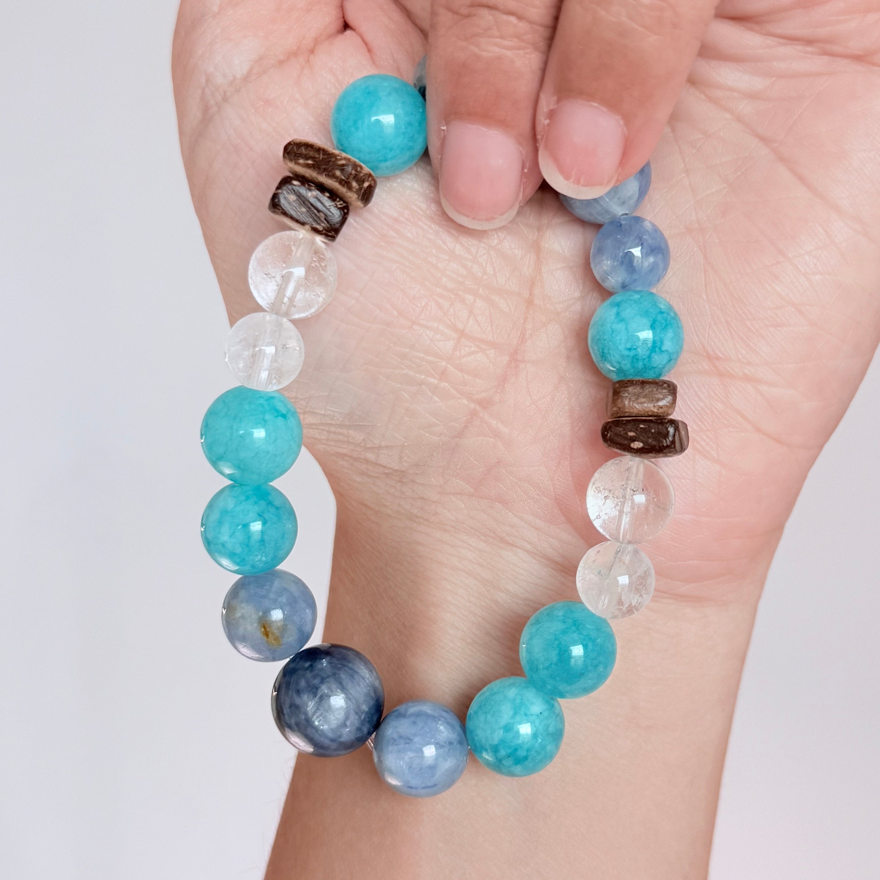 Blue Kyanite & Amazonite Bracelet with Clear Quartz