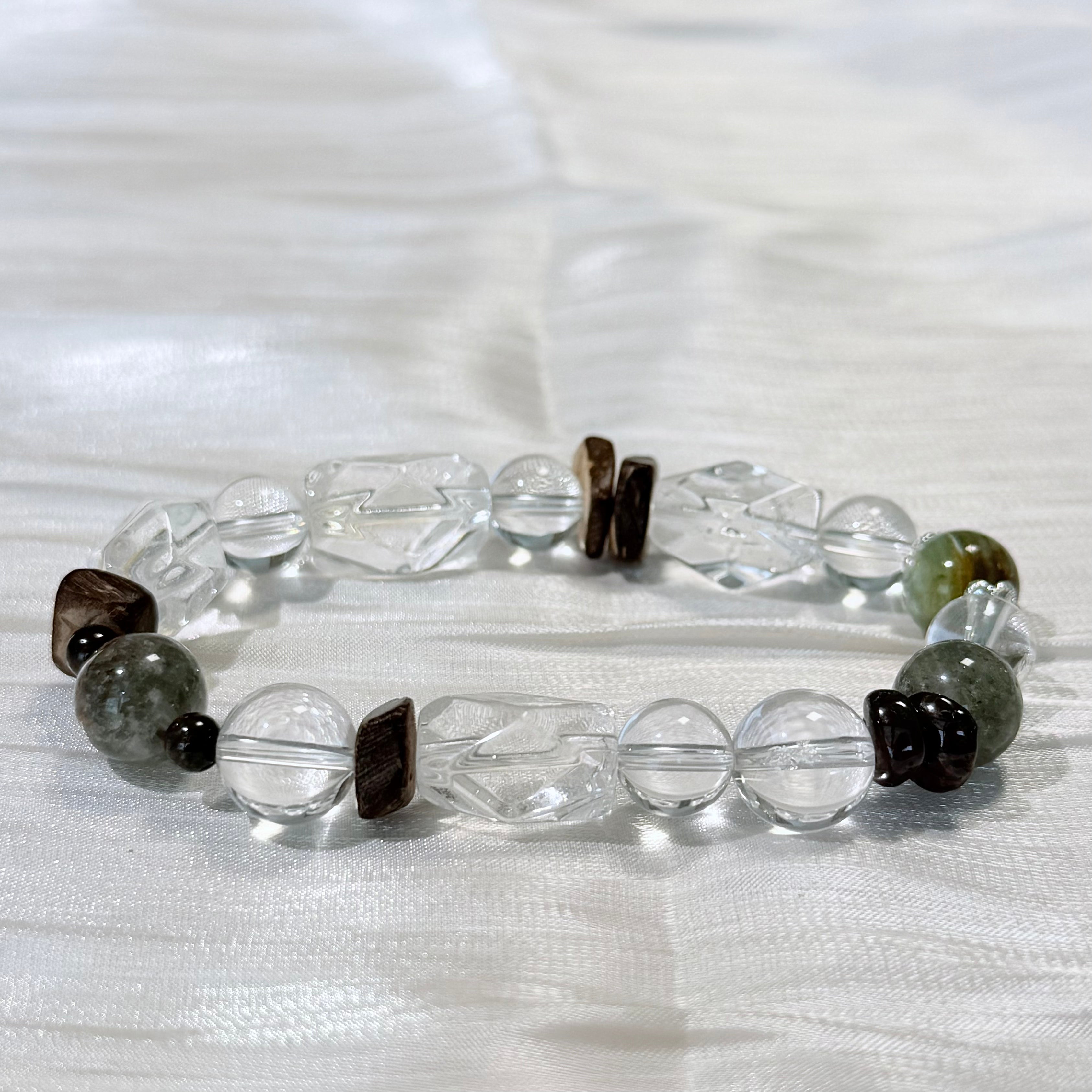 Clear Quartz & Green Phantom Crystal Bracelet