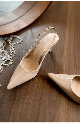 Women's French Retro Pointed Toe Slingback Closed For Heels