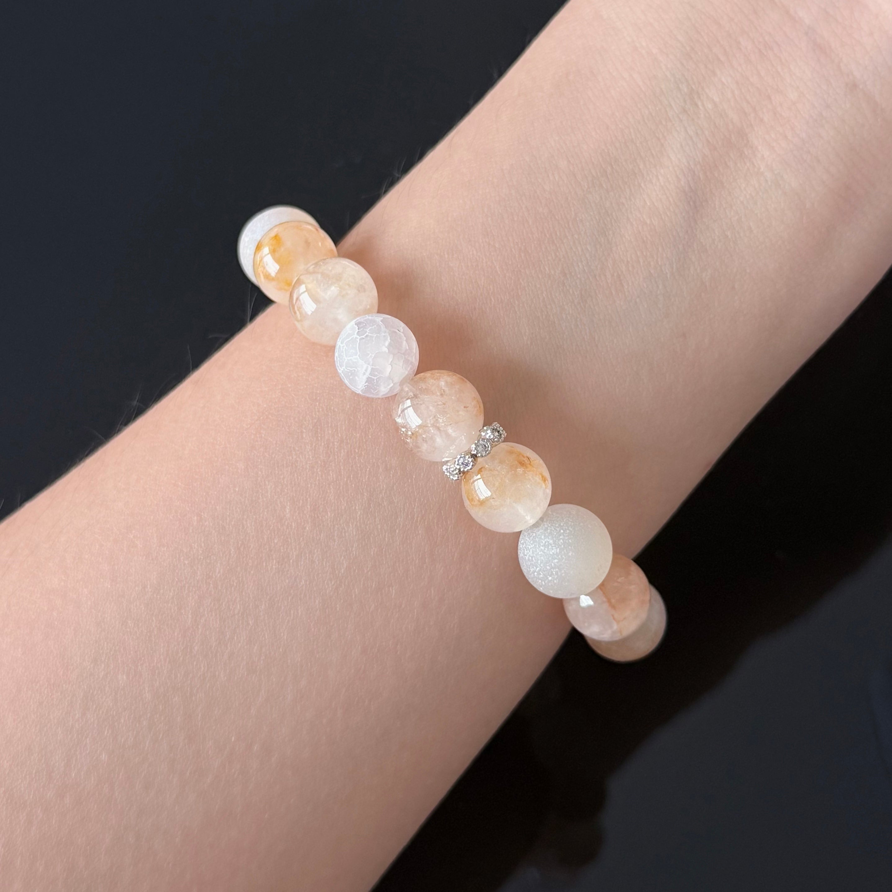 Citrine & Frosted Agate Crystal Bracelet
