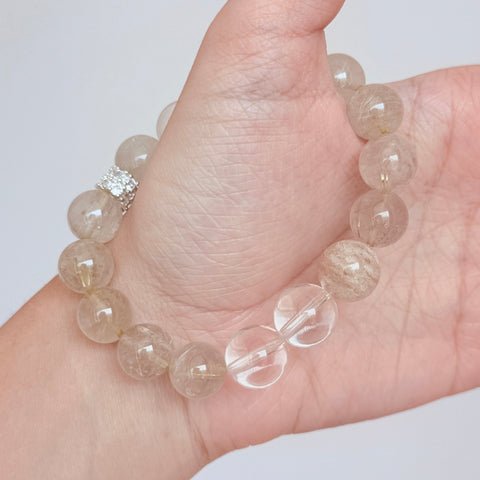 Golden Rutilated Quartz & Clear Quartz Bracelet