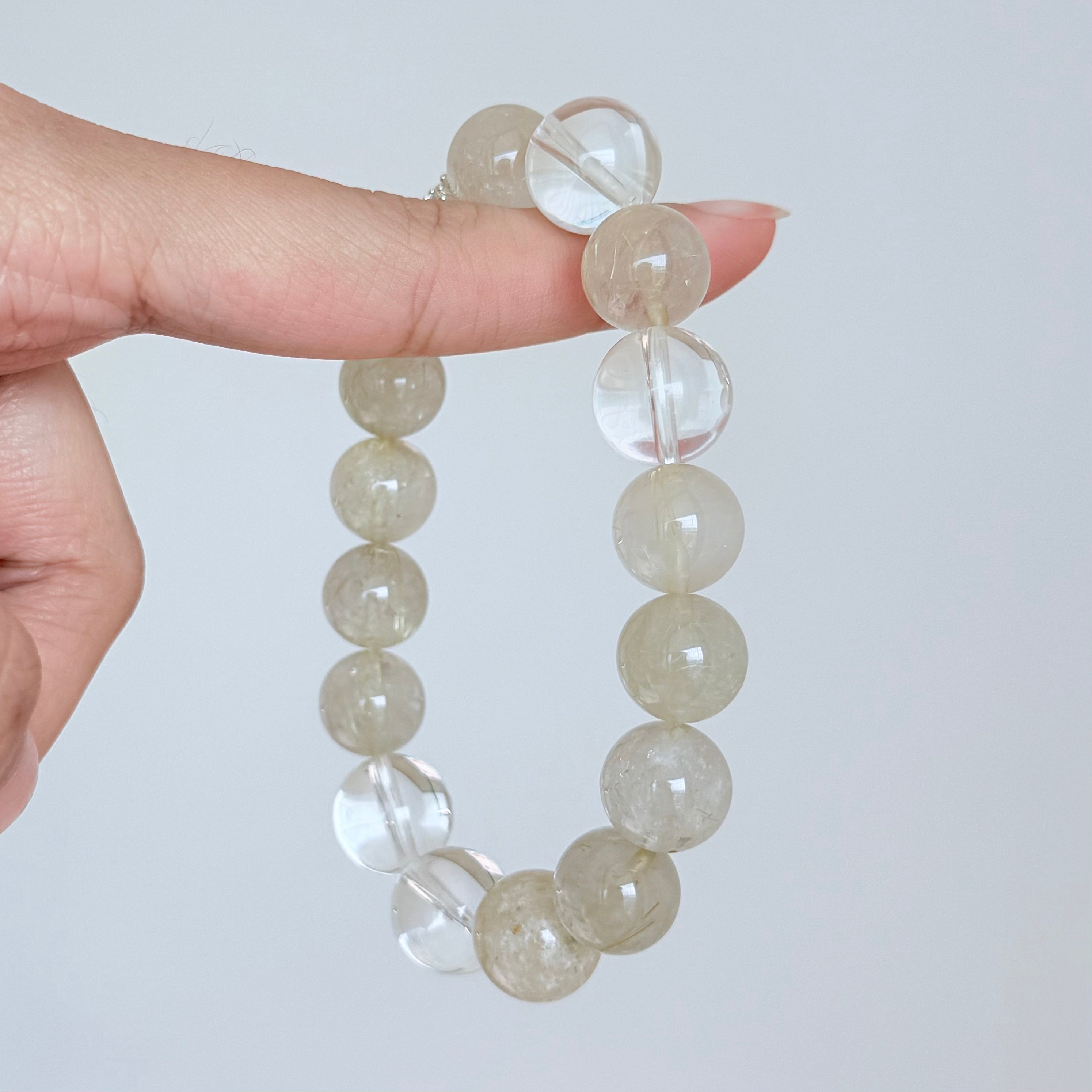 Golden Rutilated Quartz & Clear Quartz Bracelet