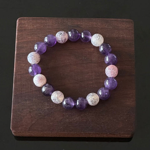 Amethyst & Cracked Agate Crystal Bracelet