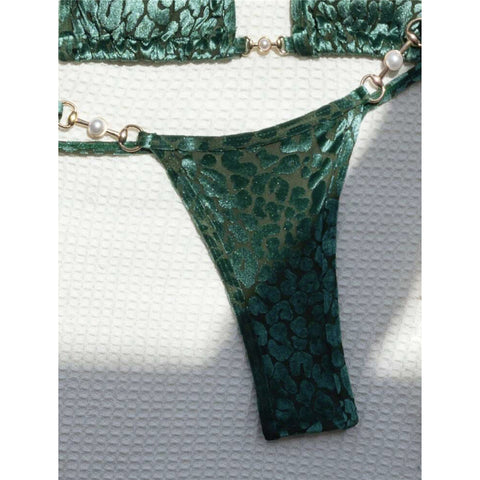 Jamie Leopard Halter Mini Micro Thong Bikini