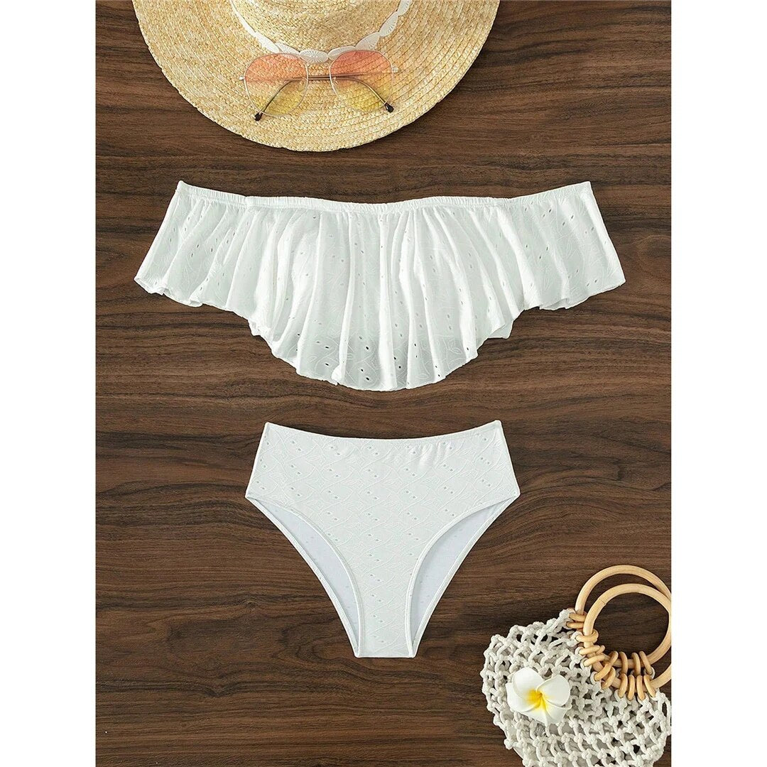 Emily Off Shoulder Ruffled High Waist Bikini