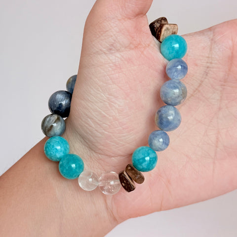 Blue Kyanite & Amazonite Bracelet with Clear Quartz