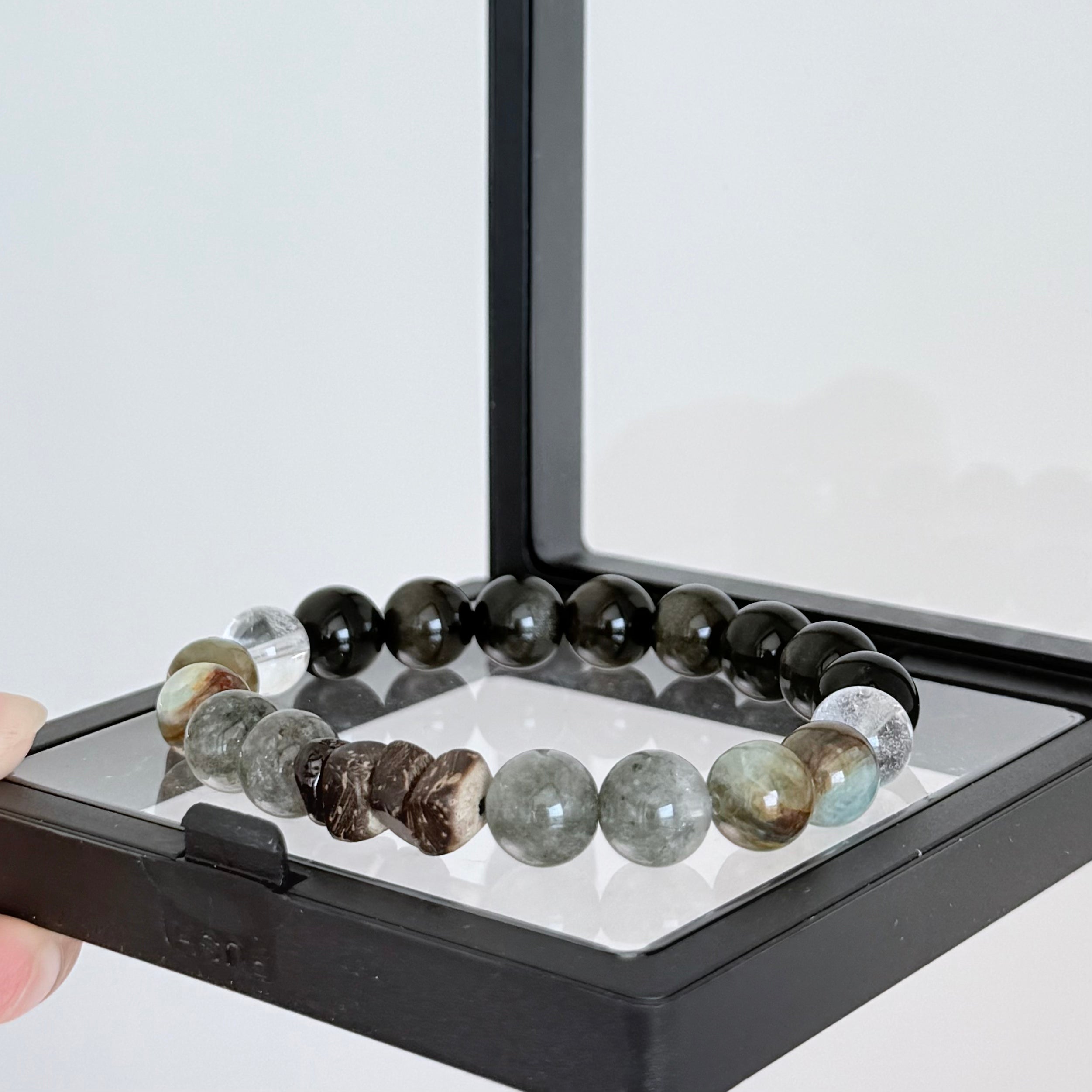 Labradorite & Obsidian Protection Bracelet