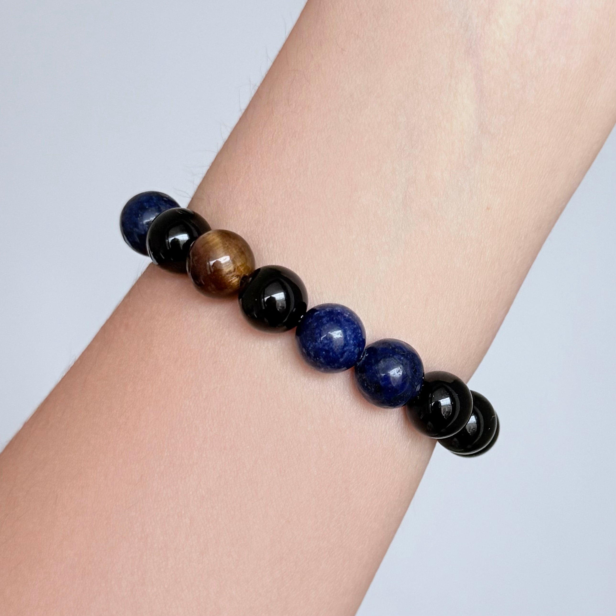 Black Obsidian and Sodalite Crystal Bracelet