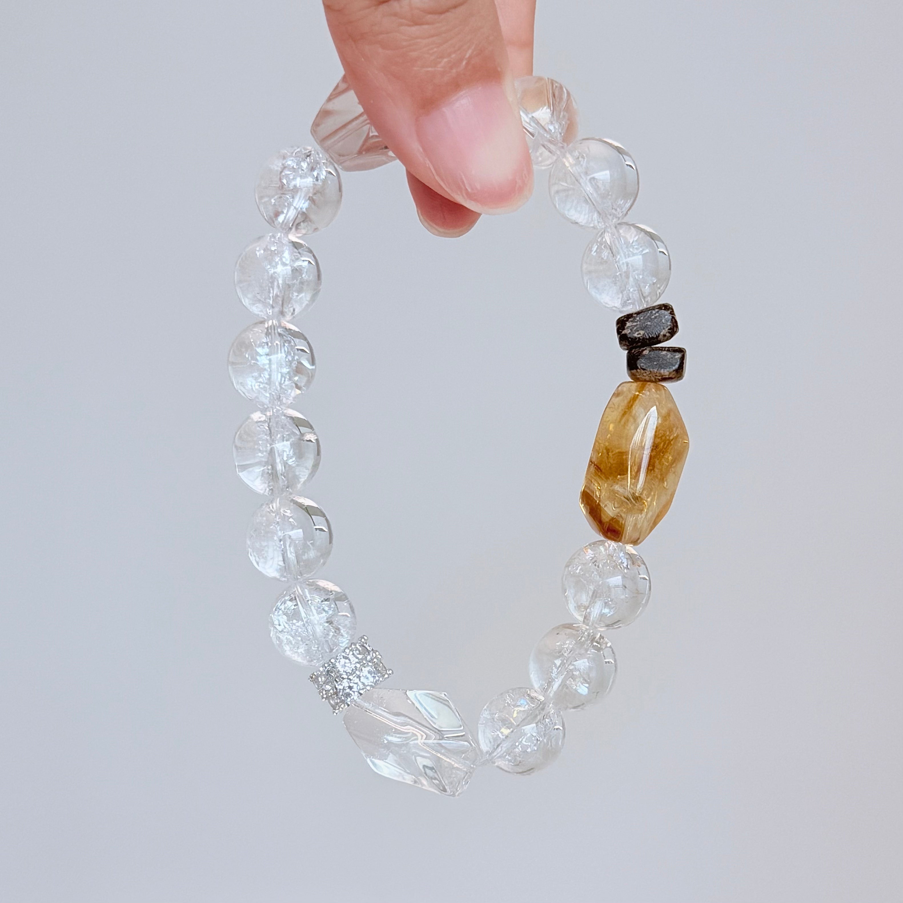 Citrine & Clear Quartz Crystal Bracelet