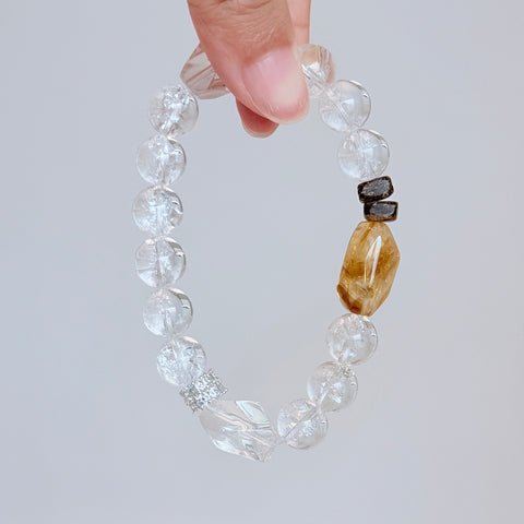 Citrine & Clear Quartz Crystal Bracelet