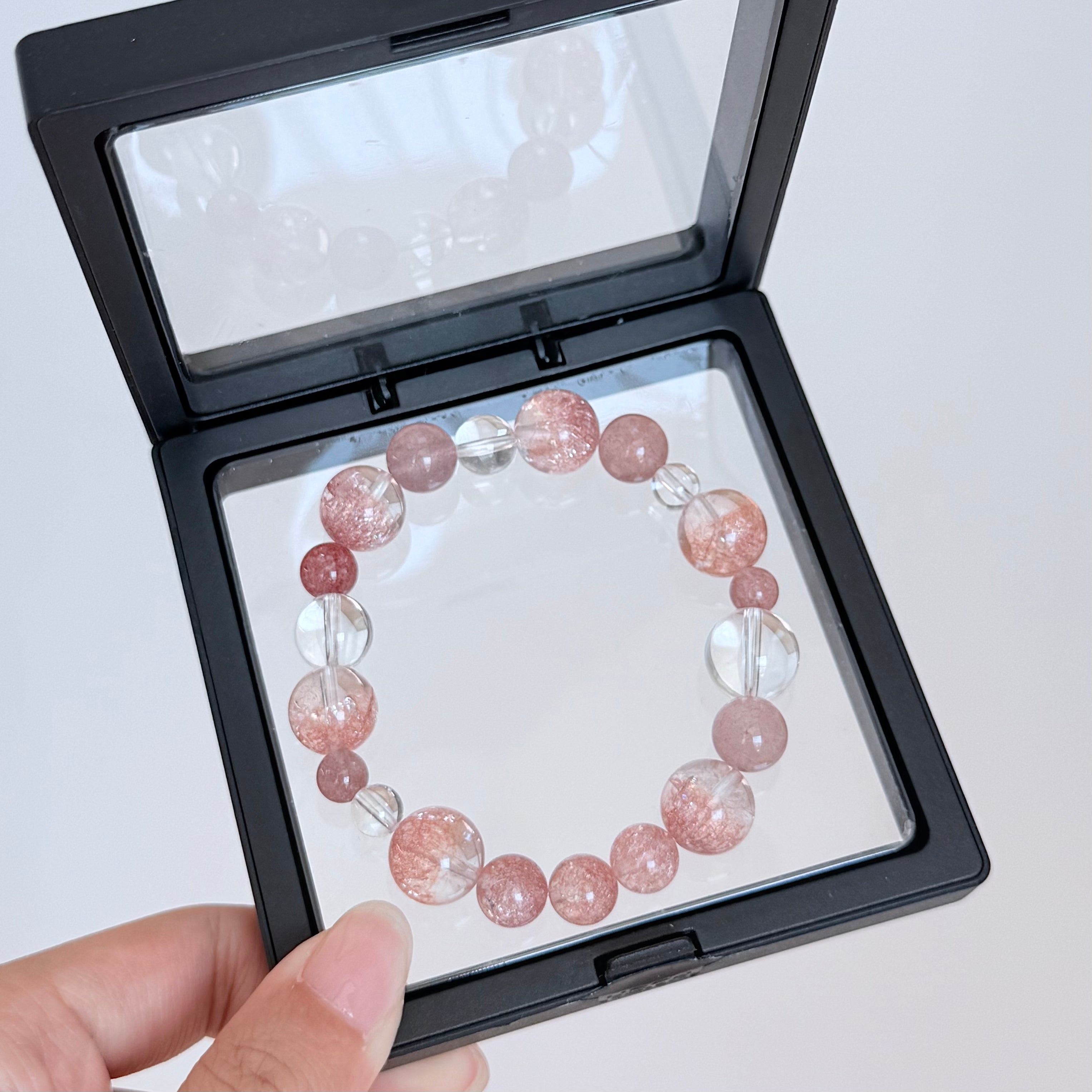 Strawberry Quartz & Clear Quartz Bracelet