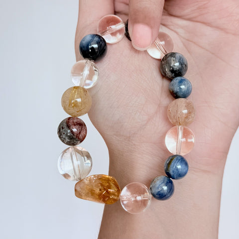 Blue Kyanite & Golden Rutilated Quartz Bracelet