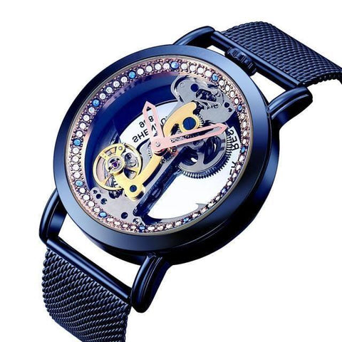 Creative Automatic Mechanical Watch Tourbillon Watches Transparent Diamonds