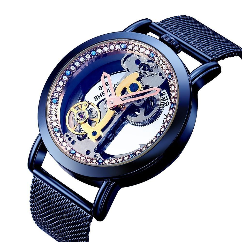 Creative Automatic Mechanical Watch Tourbillon Watches Transparent Diamonds