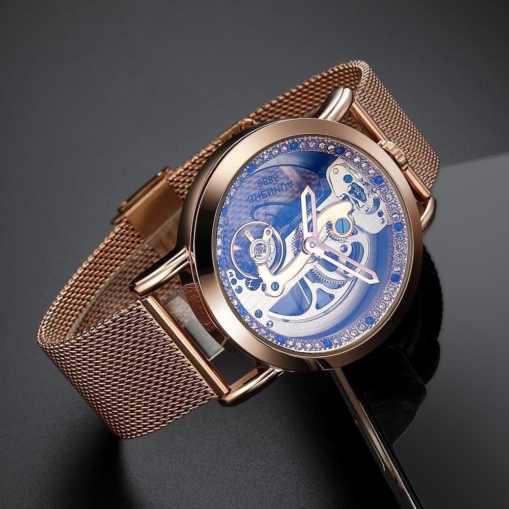 Creative Automatic Mechanical Watch Tourbillon Watches Transparent Diamonds