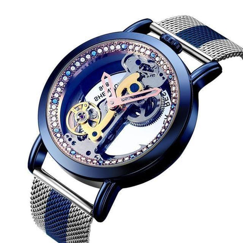 Creative Automatic Mechanical Watch Tourbillon Watches Transparent Diamonds