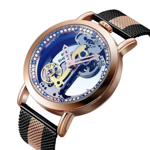 Creative Automatic Mechanical Watch Tourbillon Watches Transparent Diamonds