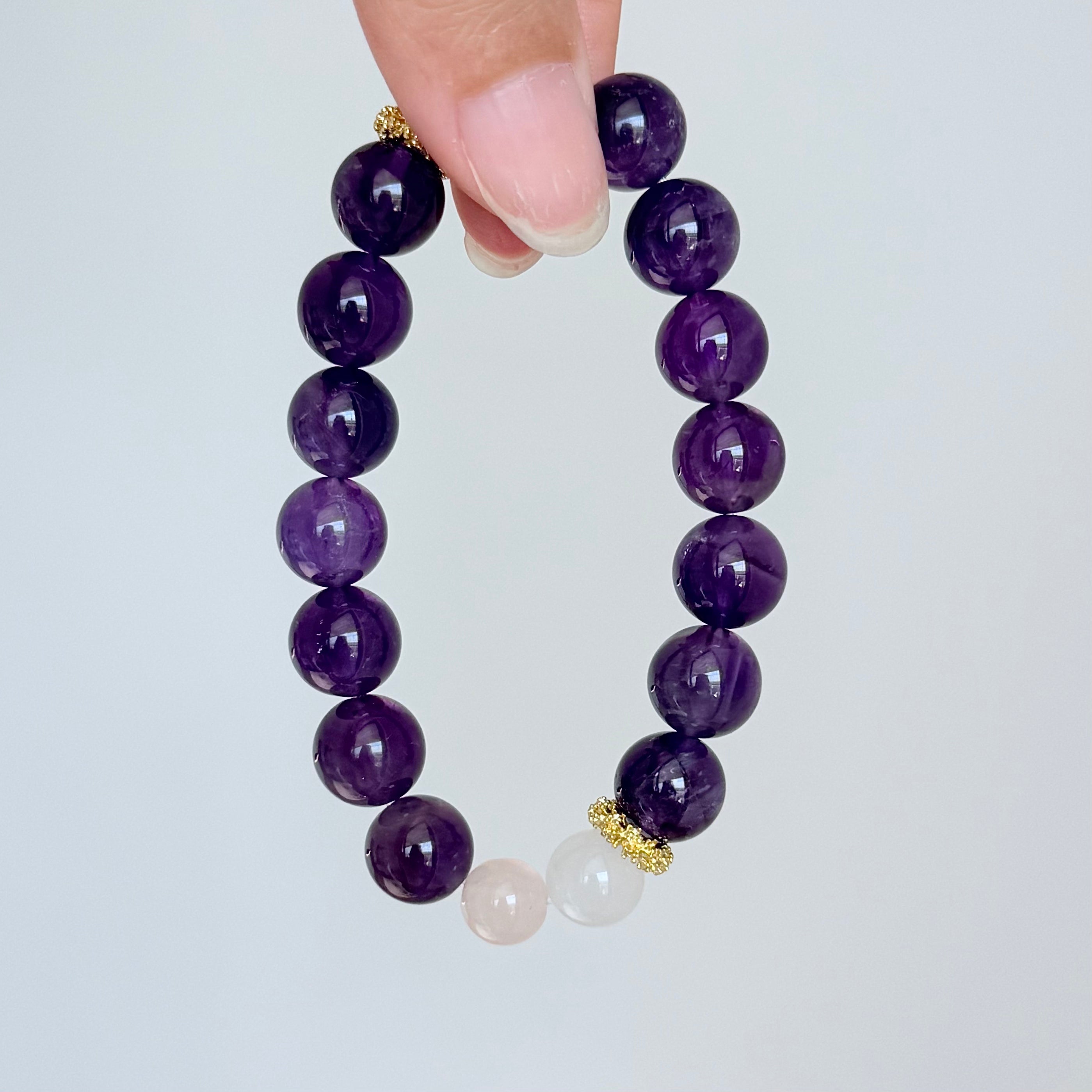 Amethyst & White Jade Bracelet