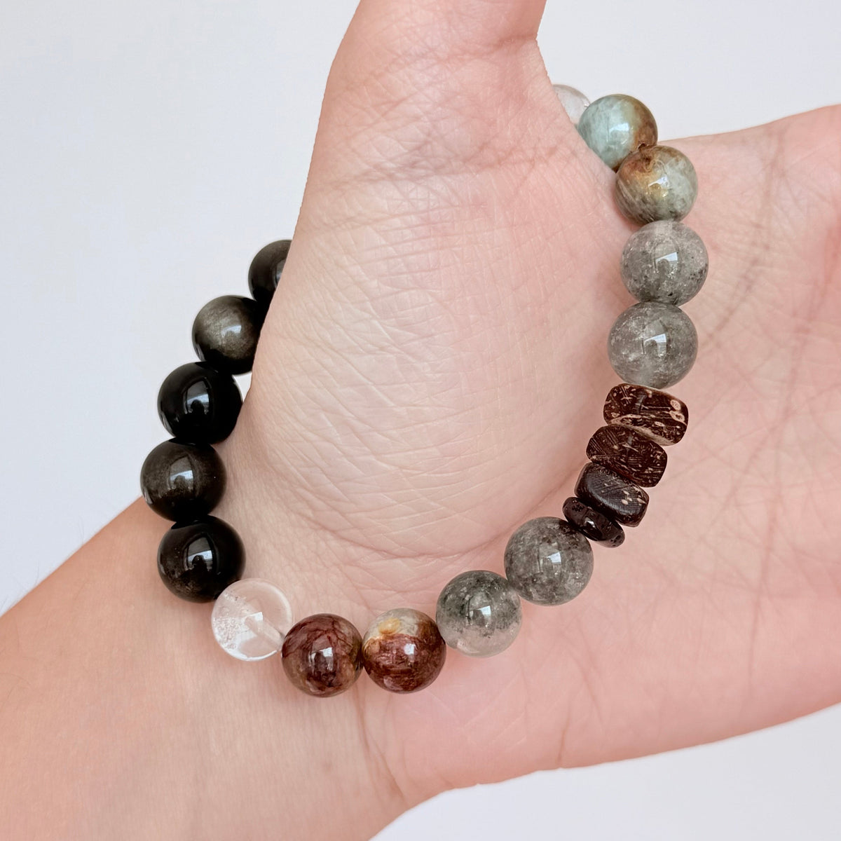 Labradorite & Obsidian Protection Bracelet