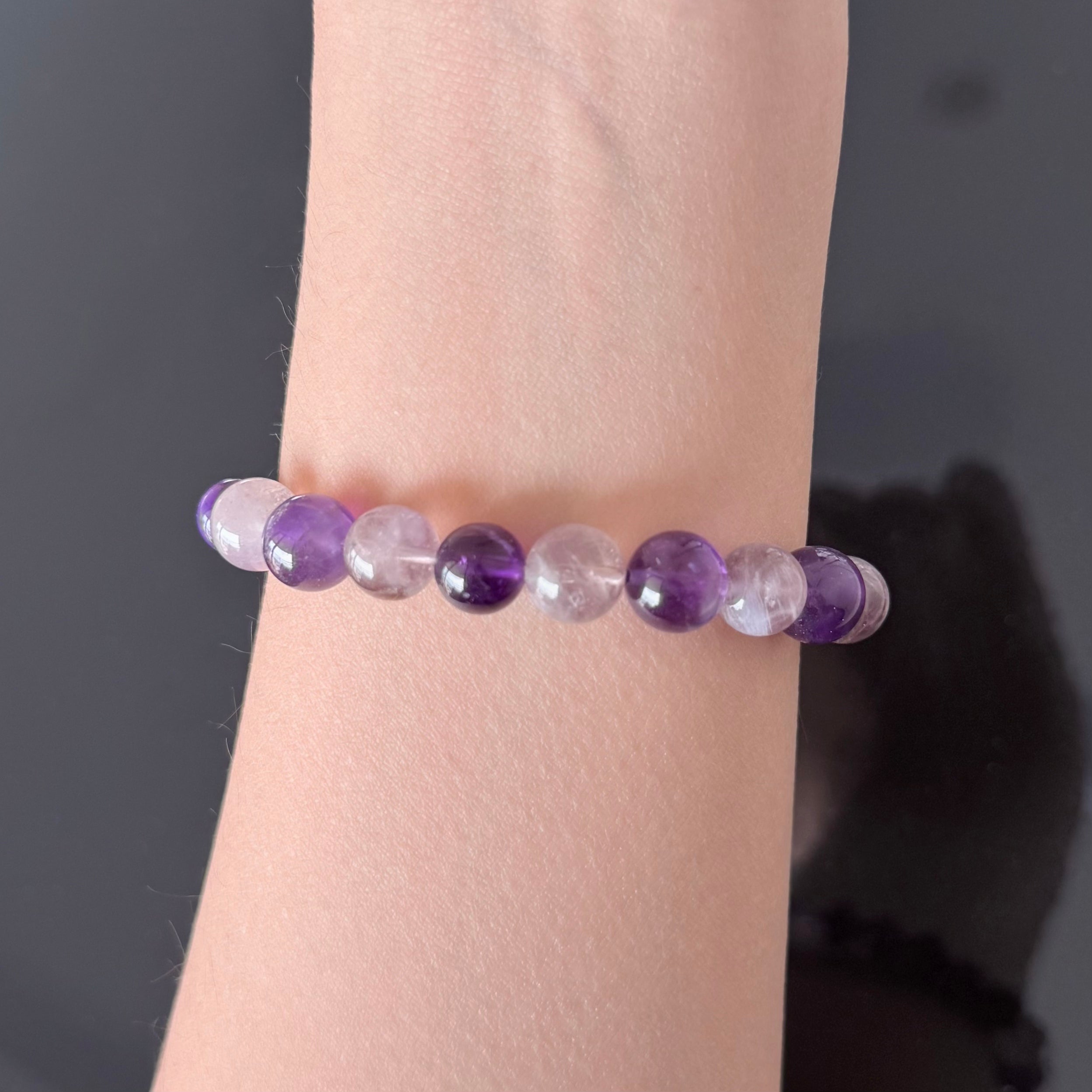 Purple Amethyst & Lavender Quartz Healing Bracelet