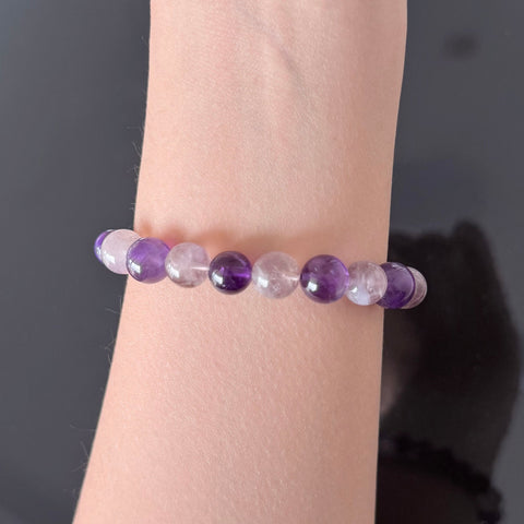 Purple Amethyst & Lavender Quartz Healing Bracelet