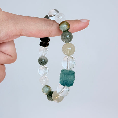 Aquamarine & Golden Rutilated Quartz Bracelet