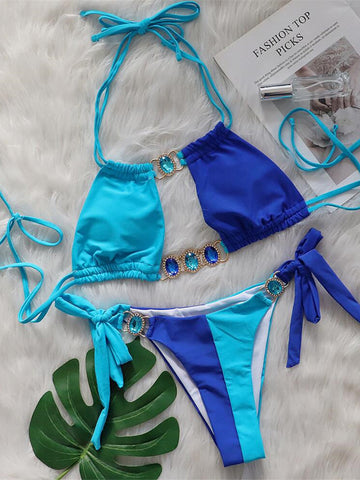 Sophie Rhinestones Diamond Splicing Bikini